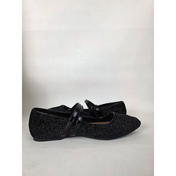 Torrid Womens Mary Jane Flats Double Strap Black Velvet Glitter 8 WW - Picture 8 of 10